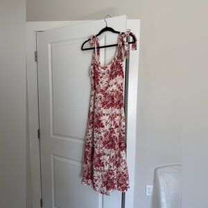 Reformation dress in a red and cream print